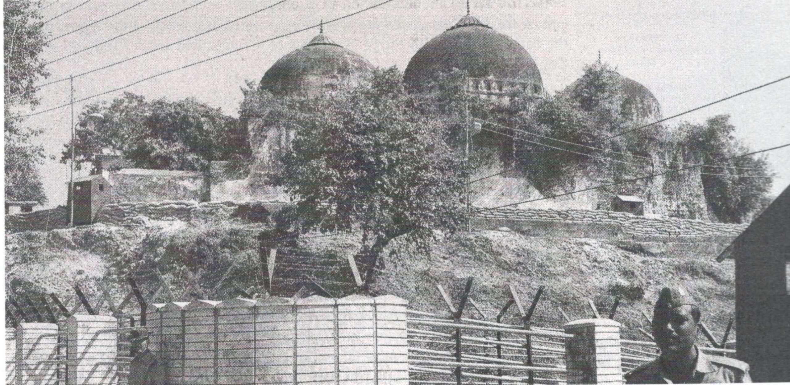 Babri Masjid behind barriers at the historic site