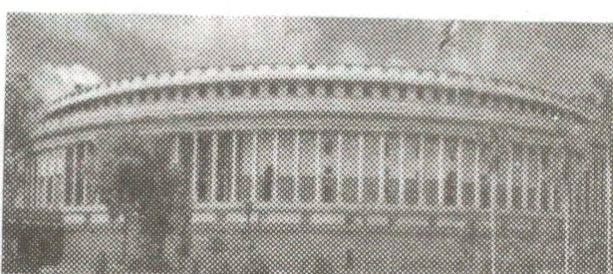 Indian Parliament building, pictured with Rajindar Sachar’s article on the Padma Awards